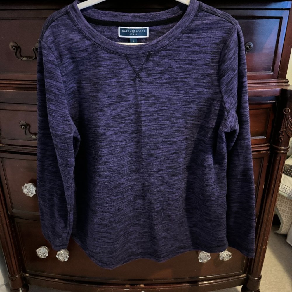 Purple Microfleece Crew Neck Pullover - Size M
